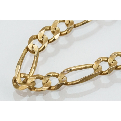 130 - 14ct gold figaro link necklace chain with lobster clasp. Marked 14k to jump link. Measures 24 inches... 