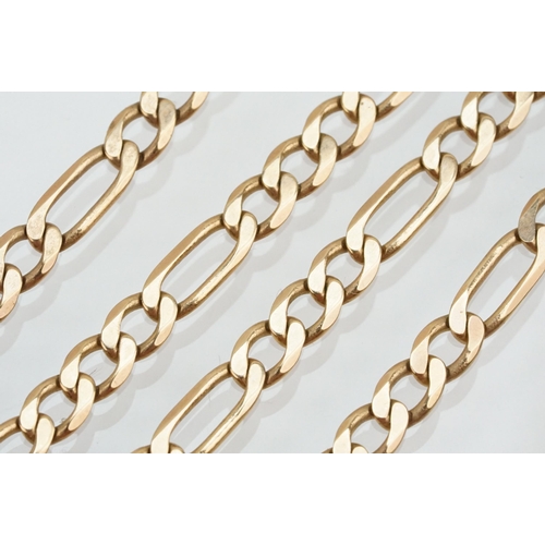 150 - 9ct gold flat link figaro chain having a lobster clasp. Hallmarked Sheffield to the jump link. Chain... 