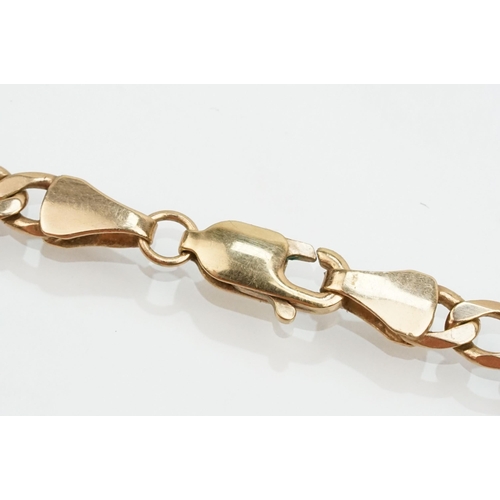 150 - 9ct gold flat link figaro chain having a lobster clasp. Hallmarked Sheffield to the jump link. Chain... 