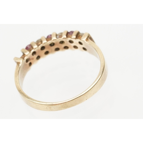 154 - Two 9ct gold rings to include a ruby and white stone ring (one stone missing, hallmarked to shank, s... 