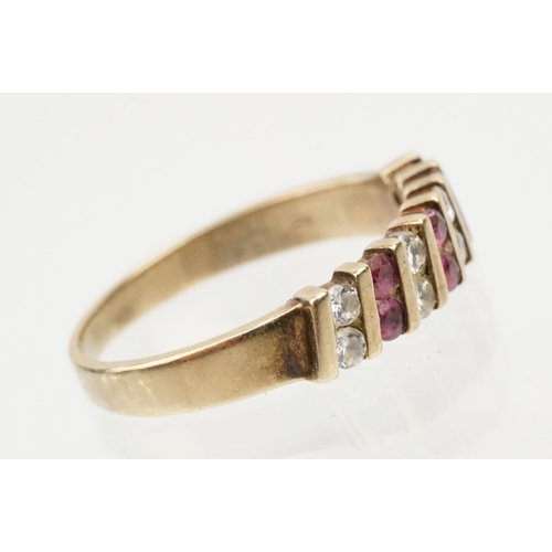 154 - Two 9ct gold rings to include a ruby and white stone ring (one stone missing, hallmarked to shank, s... 