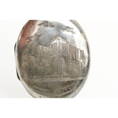 157 - 19th Century Victorian silver locket with engraved Bristol Cathedral to the front. Hallmarked Cheste... 