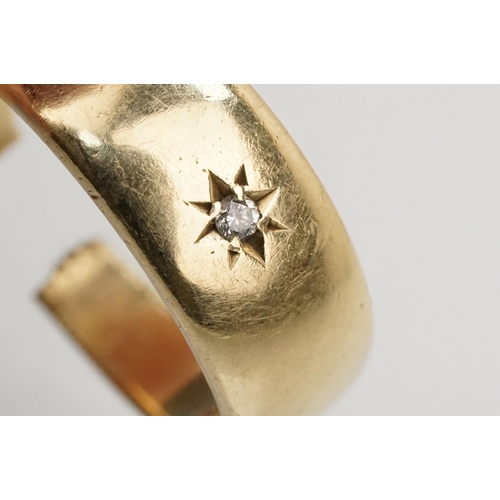 158 - 9ct gold and diamond ring being star set with a round brilliant cut diamond to centre. Hallmarked Bi... 