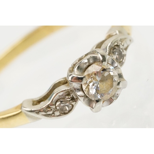 222 - 18ct gold and diamond solitaire ring. The ring being set with a round brilliant cut diamond in an il... 