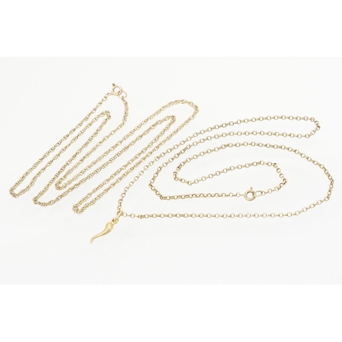 224 - Two 9ct gold necklace chains to include a rope twist necklace chain (marked 9k), together with a spe... 