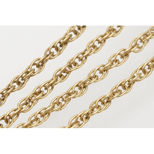 224 - Two 9ct gold necklace chains to include a rope twist necklace chain (marked 9k), together with a spe... 