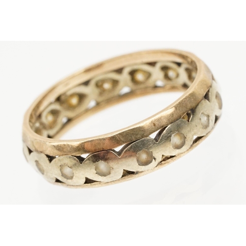 227 - 9ct two tone gold eternity ring set with white stones (marked 375, size P), together with a 9ct gold... 