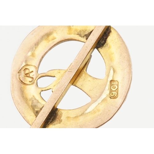 232 - 9ct gold 'Union is Strength' motto bar brooch (af, marked 9ct) together with a 9ct gold locket penda... 