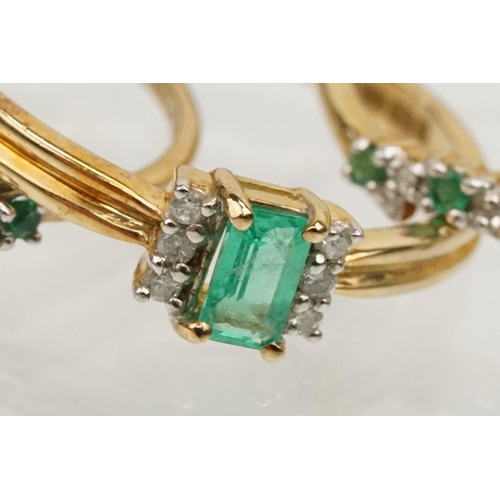 37 - Brooks and Bentley trio of 9ct gold, emerald and diamond rings. The lot to include a ring set with a... 