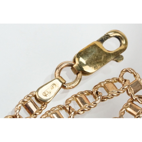 103 - Two 9ct gold bracelets to include a 9ct gold fancy link bracelet chain with lobster clasp (Italian h... 