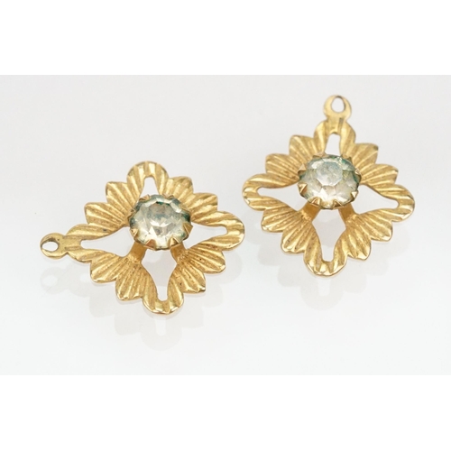 106 - Selection of 9ct gold earrings to include a pair of two tone hoops (hallmarked 375 to posts), a pair... 