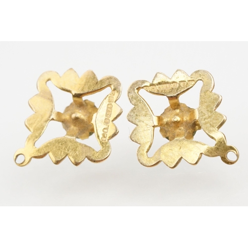 106 - Selection of 9ct gold earrings to include a pair of two tone hoops (hallmarked 375 to posts), a pair... 