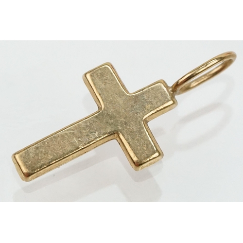 109 - Group of 9ct gold cross pendants to include a twist design example (hallmarked to bale), two plain c... 