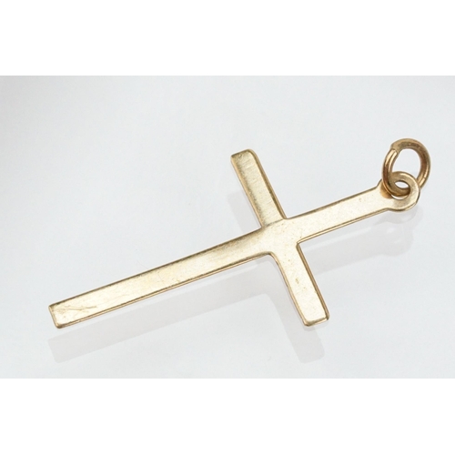 109 - Group of 9ct gold cross pendants to include a twist design example (hallmarked to bale), two plain c... 