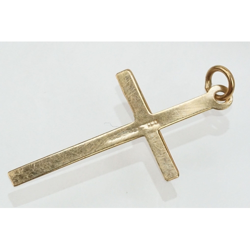 109 - Group of 9ct gold cross pendants to include a twist design example (hallmarked to bale), two plain c... 