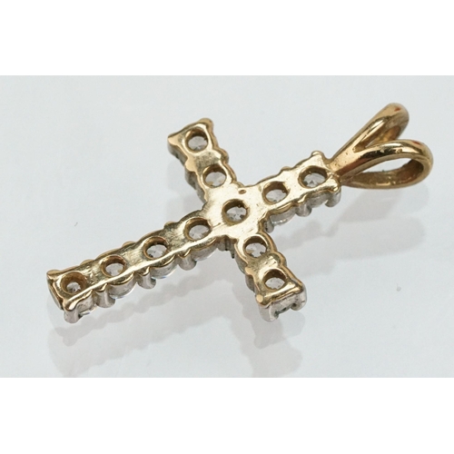 109 - Group of 9ct gold cross pendants to include a twist design example (hallmarked to bale), two plain c... 