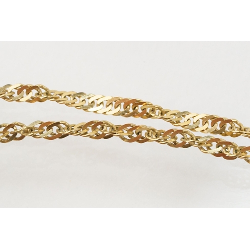 111 - Group of three 9ct gold bracelets to include a gate link bracelet with heart lock clasp (hallmarked ... 