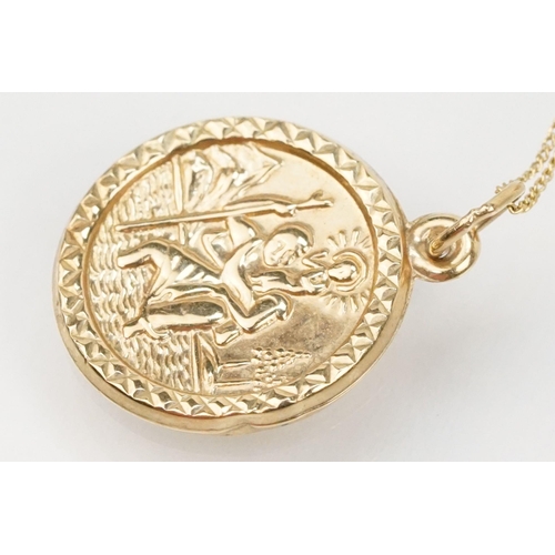 113 - Four 9ct gold pendant necklaces to include a locket pendant on a fine link chain (marked 375 to both... 