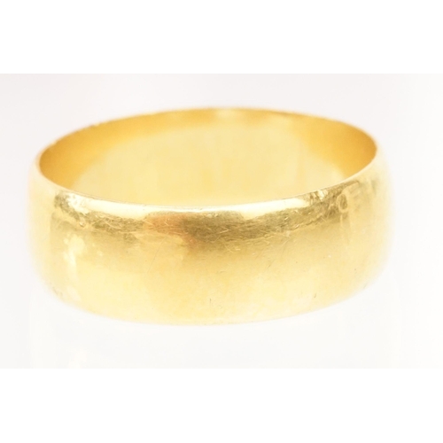 114 - 22ct gold hallmarked wedding band ring of D form. Hallmarked Birmingham 1912. Size N.5.