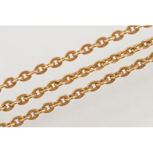 116 - Two 9ct gold chain fine link necklaces. Both hallmarked to jump link together with a rolled gold fin... 