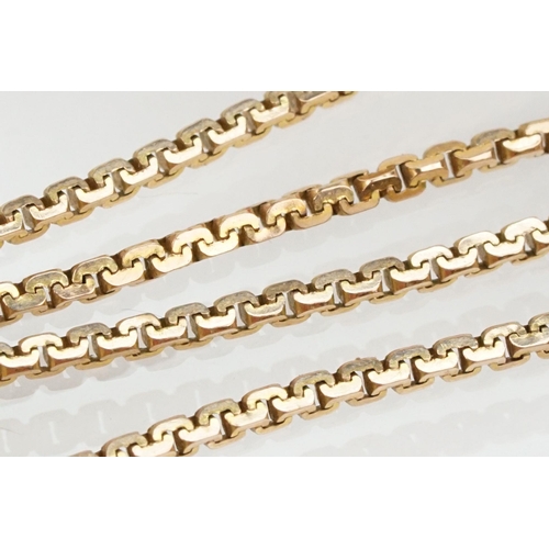 116 - Two 9ct gold chain fine link necklaces. Both hallmarked to jump link together with a rolled gold fin... 