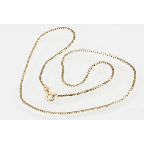 116 - Two 9ct gold chain fine link necklaces. Both hallmarked to jump link together with a rolled gold fin... 