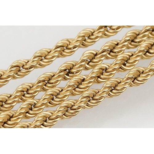 117 - Two 9ct gold necklaces to include a rope twist chain with spring ring clasp (hallmarked to jump ring... 