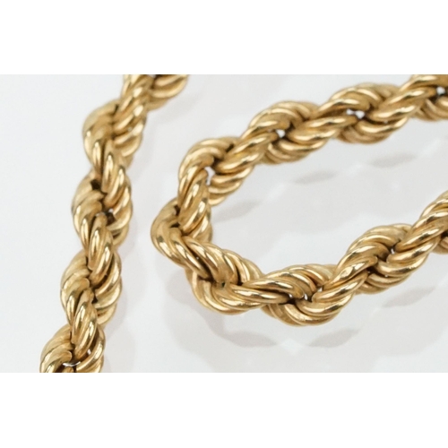 117 - Two 9ct gold necklaces to include a rope twist chain with spring ring clasp (hallmarked to jump ring... 