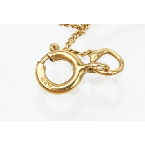 122 - Two 9ct gold necklaces to include a 9ct fine link chain with coral pendant, together with a fine lin... 