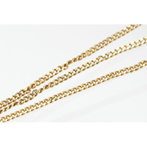 122 - Two 9ct gold necklaces to include a 9ct fine link chain with coral pendant, together with a fine lin... 