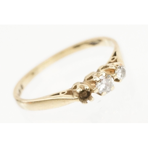 127 - Two gold diamond set rings to include a hallmarked 18ct gold knot design ring with diamond accent st... 