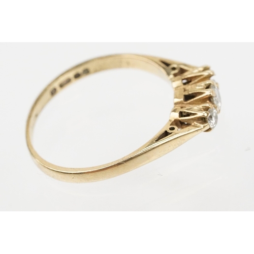 127 - Two gold diamond set rings to include a hallmarked 18ct gold knot design ring with diamond accent st... 