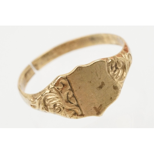 149 - Three hallmarked 9ct gold rings to include a band ring set with white stones, plain band ring and si... 