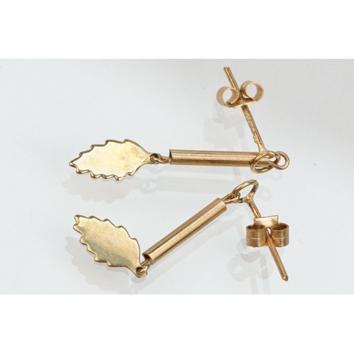 180 - Two 9ct gold jewellery suites to include a pair of drop earrings and matching pendant set with pear ... 