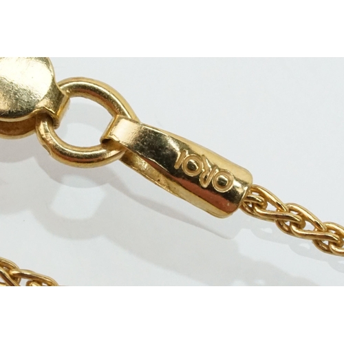 186 - 15ct gold wheat link chain with a 1955 enamelled two shilling coin. Chain with italian hallmark. Cha... 