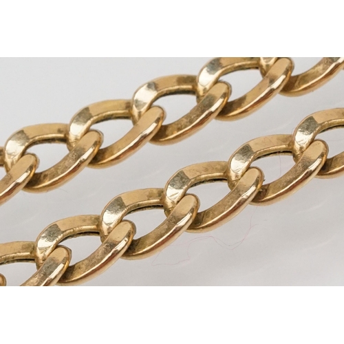 188 - 9ct gold flat link necklace chain with lobster clasp. Import marked London 1991 to jump link. Chain ... 