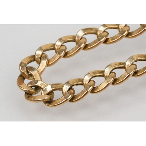 188 - 9ct gold flat link necklace chain with lobster clasp. Import marked London 1991 to jump link. Chain ... 