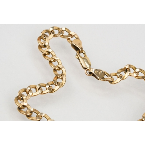 188 - 9ct gold flat link necklace chain with lobster clasp. Import marked London 1991 to jump link. Chain ... 