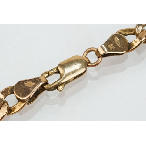 188 - 9ct gold flat link necklace chain with lobster clasp. Import marked London 1991 to jump link. Chain ... 