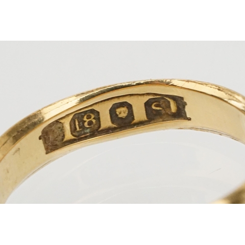 191 - 18ct gold buckle ring. Hallmarked London 1893. Size N. As found.