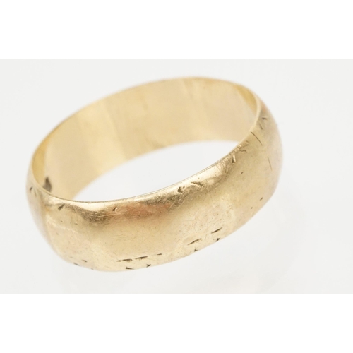 194 - Two gold wedding band rings to include a 22ct gold band (hallmarked Birmingham 1900) and a 9ct gold ... 