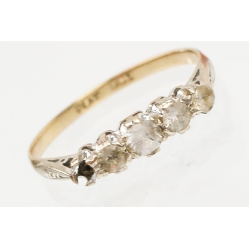 196 - Two 9ct gold stone set rings to include a five stone cubic zirconia ring (one stone missing, size P)... 