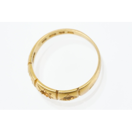 198 - Victorian 18ct gold ring (stones missing, hallmarked 1887, size M), together with a 22ct gold band r... 