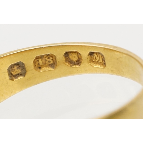 198 - Victorian 18ct gold ring (stones missing, hallmarked 1887, size M), together with a 22ct gold band r... 