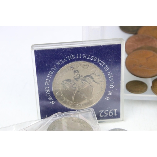 101 - A collection of mixed British pre decimal and world coins to include a selection of silver examples ... 