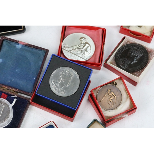 16 - A large collection of Royal and Sporting related medals and medallions to include silver examples.