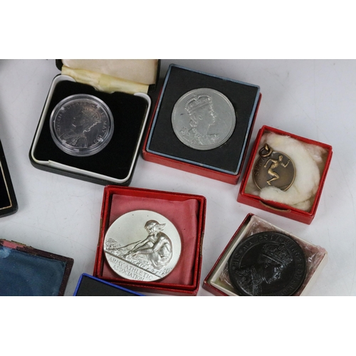 16 - A large collection of Royal and Sporting related medals and medallions to include silver examples.