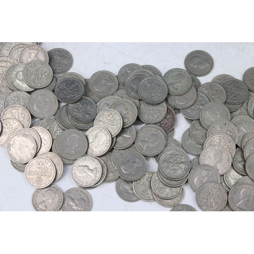 182 - A very large collection of United Kingdom sixpence coins contained within a cashbox.