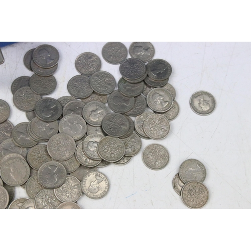 182 - A very large collection of United Kingdom sixpence coins contained within a cashbox.