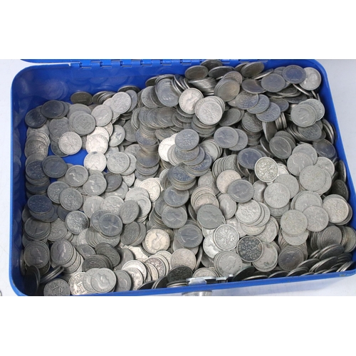 182 - A very large collection of United Kingdom sixpence coins contained within a cashbox.